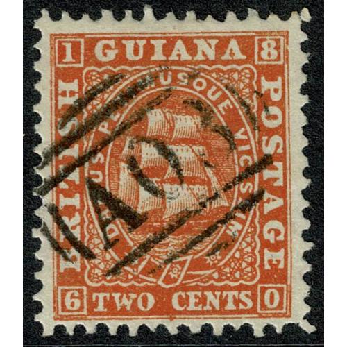 British Guiana. 1860 2c pale orange. SG 31. Fine used.