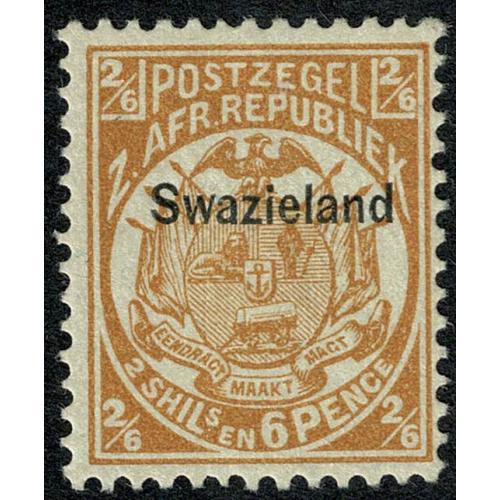 Swaziland. 1890 2/6 buff. SG 7. Mounted mint.