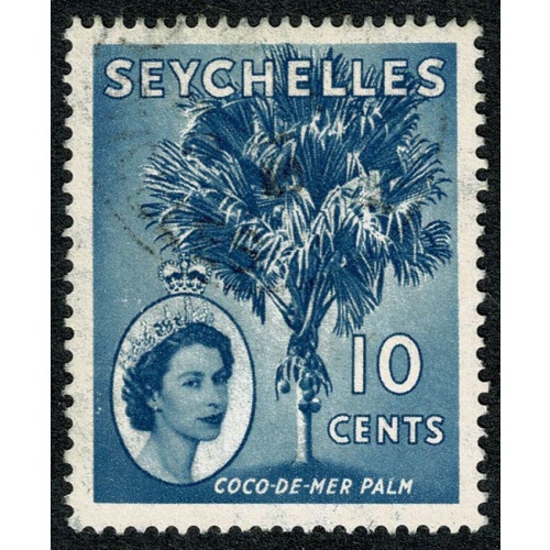 Seychelles. 1954-61 10c blue. Fine Used single. SG 176ab