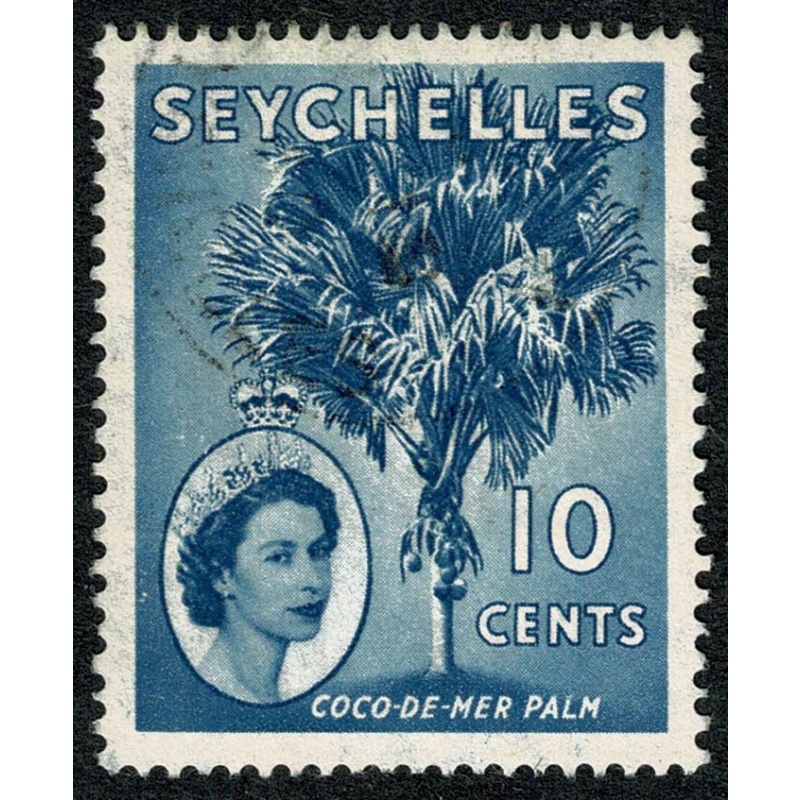 Seychelles. 1954-61 10c blue. Fine Used single. SG 176ab