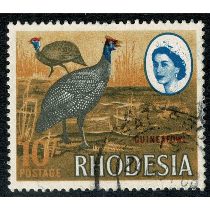 Rhodesia. 1966-68 (Litho). 10/- Guinea Fowl. Fine Used. SG 406