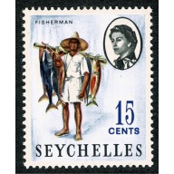 Seychelles. 1962-68 15c "Fisherman". Unmounted Mint single. SG 198