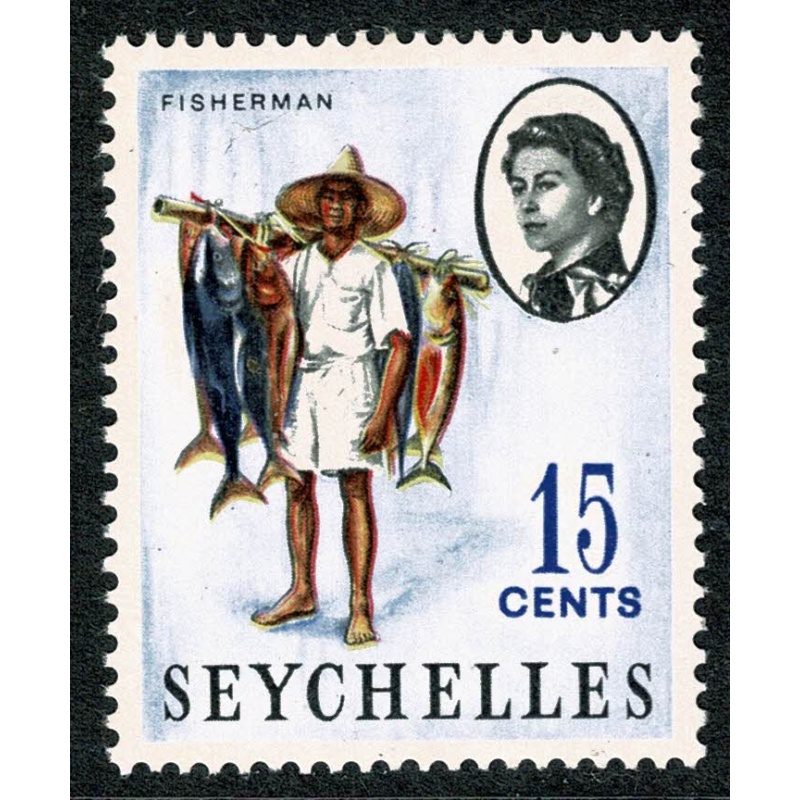 Seychelles. 1962-68 15c "Fisherman". Unmounted Mint single. SG 198