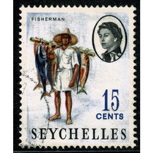 Seychelles. 1962-68  15c "Fisherman". Fine Used single. SG 198