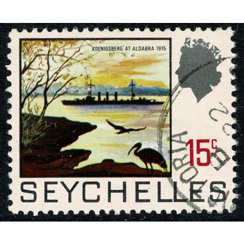 Seychelles. 1969-75 (Whiter Paper). 15c "Konisberg at Aldabra". Fine Used SG 264a