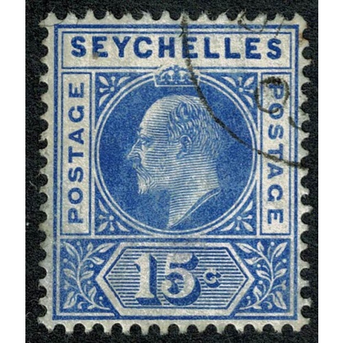 Seychelles. 1903  15c ultramarine. Fine Used single. SG 50