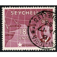 Seychelles. 1952  18c carmine-lake. Fine Used single. SG 162