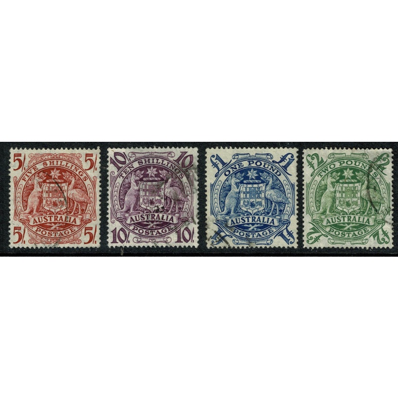 Australia. 1949-50 Commonwealth Coat of Arms. Set of 4 High Values. Used. SG 224a-224d