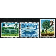 Seychelles. 1968 set of 3 values surcharged T 48. SG 246-248. Unmounted Mint.