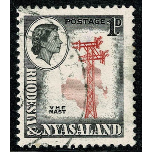 Rhodesia & Nyasaland. 1959 1d carmine-red & black. Fine Used. SG 19