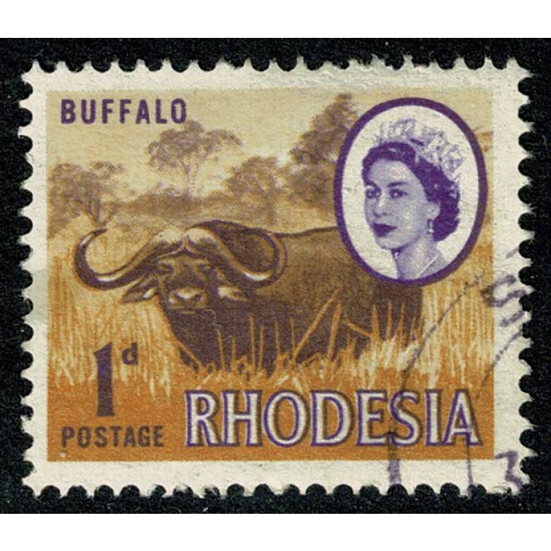 Rhodesia. 1966-68 (Litho). 1d Buffalo. Fine Used. SG 397