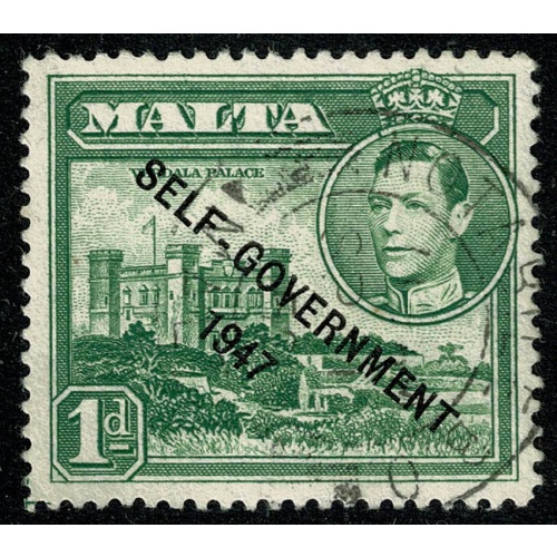 Malta. 1948-53 New Constitution. 1d green. Fine Used. SG 236