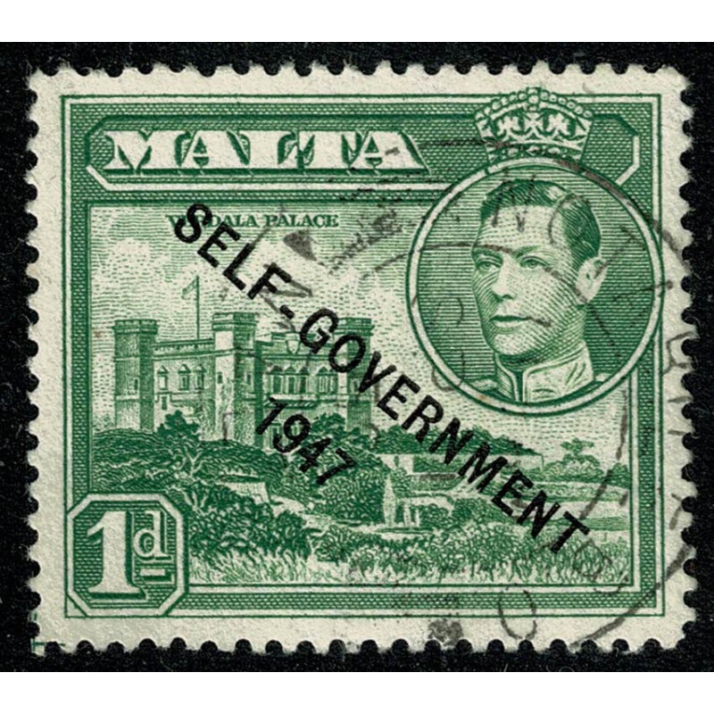 Malta. 1948-53 New Constitution. 1d green. Fine Used. SG 236