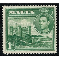 Malta. 1938-43. 1d green. Mounted Mint. SG 219a