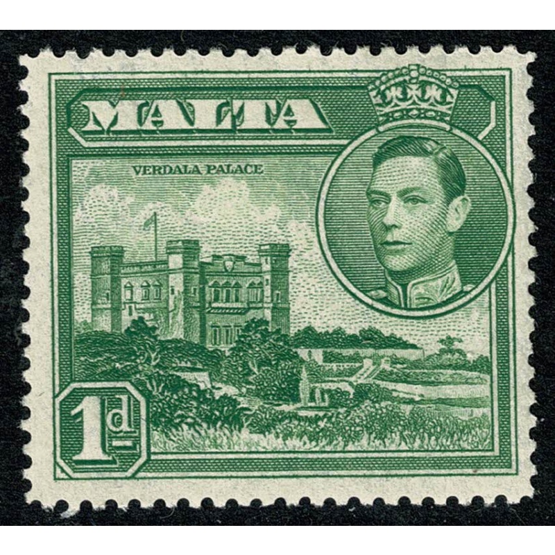 Malta. 1938-43. 1d green. Unmounted Mint. SG 219a