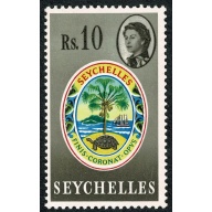 Seychelles. 1962-68 10r "Colony's Badge". Unmounted Mint single. SG 212
