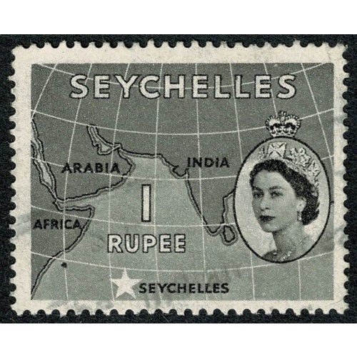 Seychelles. 1954-61 1r grey-black. Fine Used single. SG 184
