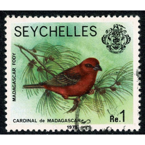 Seychelles. 1977-84 (With Imprint date). 1r "Madagascar Red Fody". Fine Used single. SG 412B