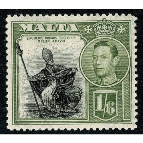 Malta. 1938-43. 1/6 black & olive-green. Mounted Mint. SG 227