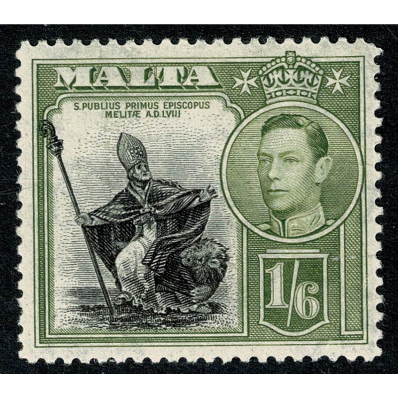 Malta. 1938-43. 1/6 black & olive-green. Mounted Mint. SG 227