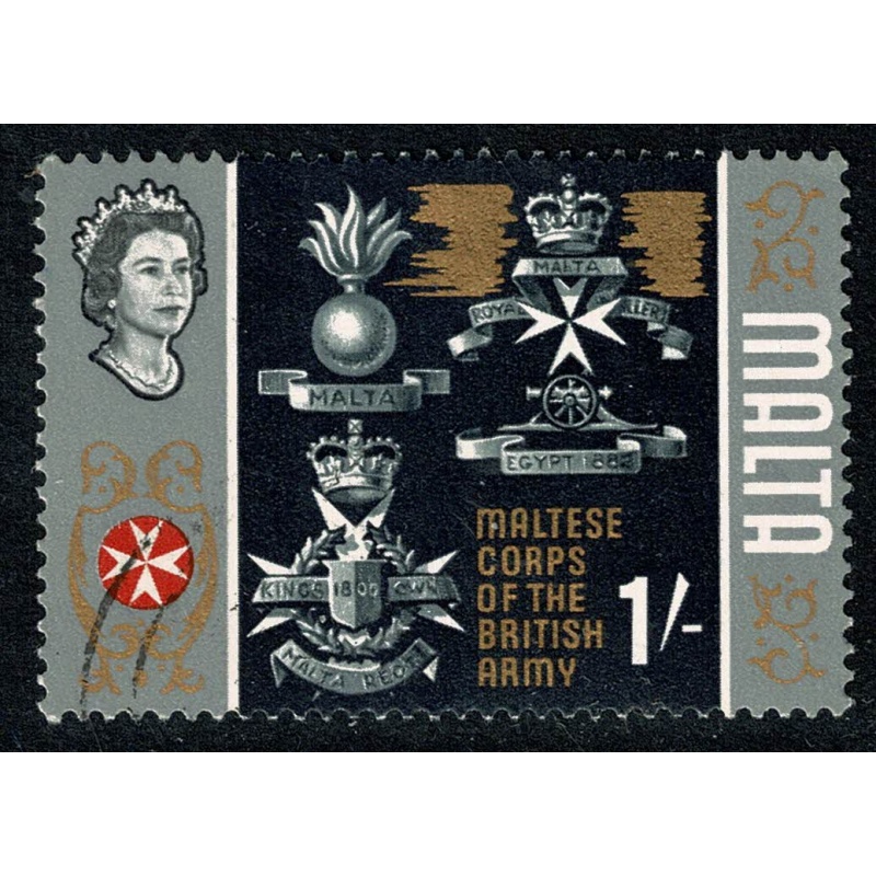 Malta. 1965-70. 1/- "Maltese Corps of the British Army" Fine Used. SG 340