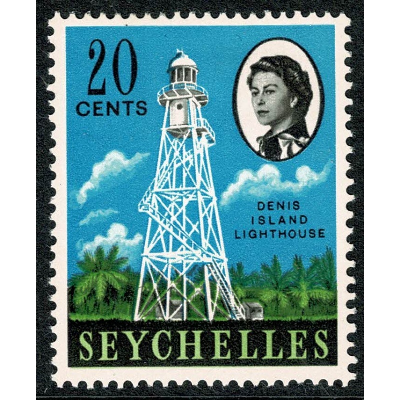 Seychelles. 1962-68 20c "Denis Island Lighthouse". Mounted Mint single. SG 199