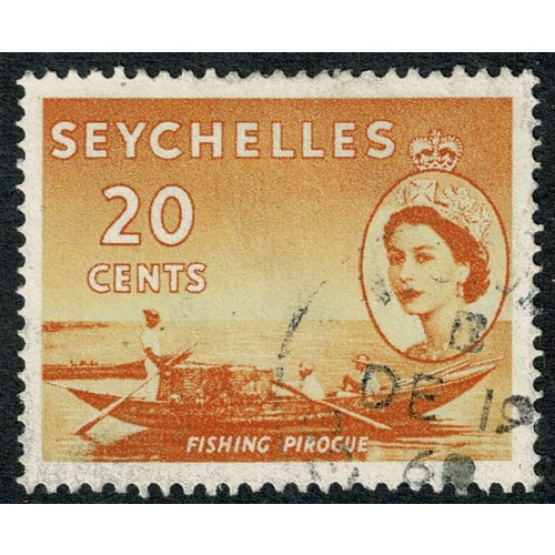 Seychelles. 1954-61 20c orange-yellow. Fine Used single. SG 179