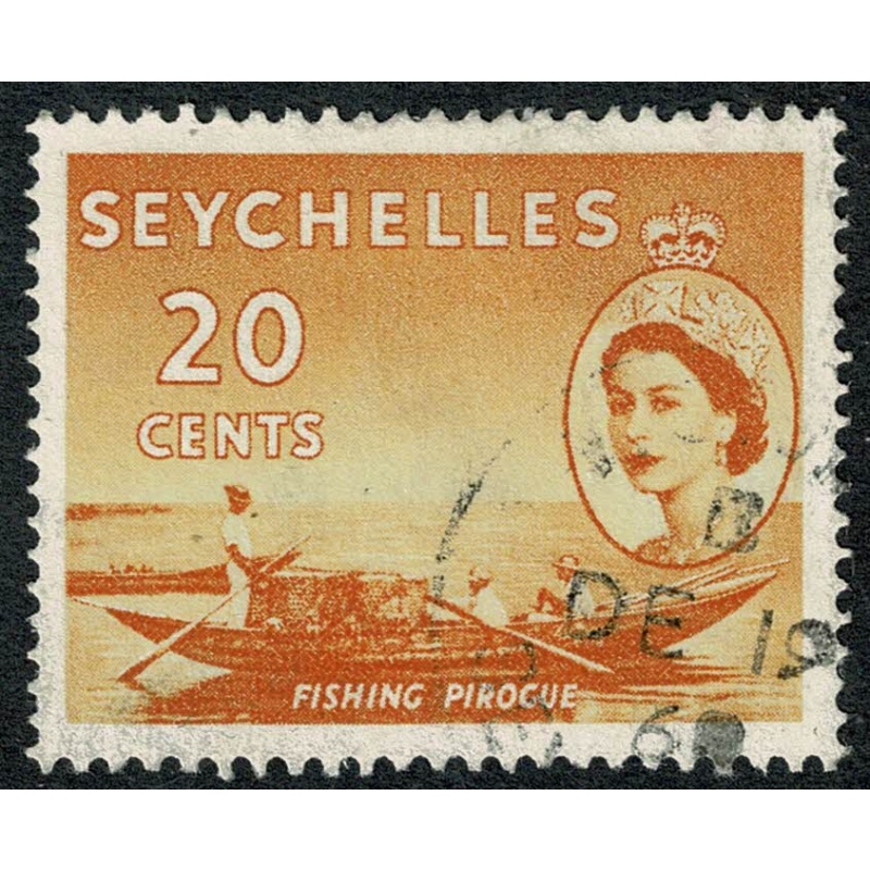 Seychelles. 1954-61 20c orange-yellow. Fine Used single. SG 179