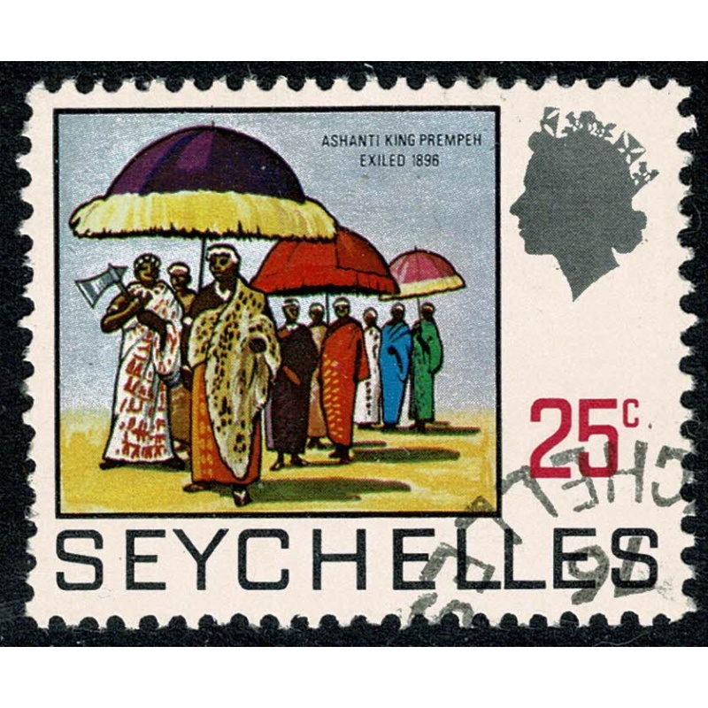 Seychelles. 1969-75 (Whiter Paper). 25c "Exciled Ashanti King Prempeh". Fine Used SG 266a