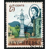 Seychelles. 1962-68 25c "Clock Tower Victoria". Fine Used single. SG 200