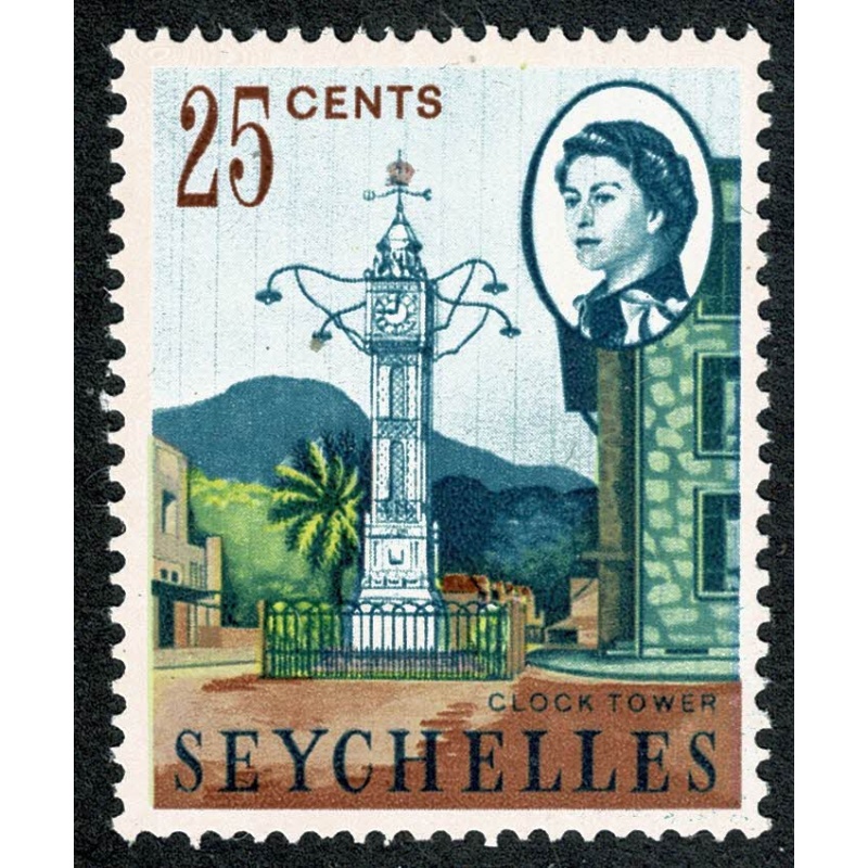 Seychelles. 1962-68 25c "Clock Tower Victoria". Unmounted Mint single. SG 200