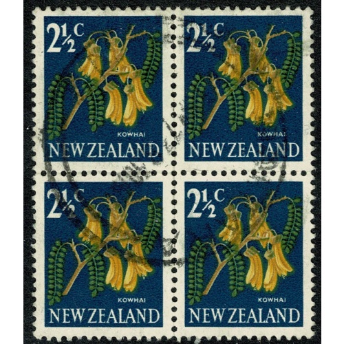 New Zealand. 1967 2½c used block of four. SG 848