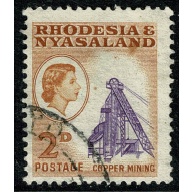 Rhodesia & Nyasaland. 1959 2d violet & yellow-brown. Fine Used. SG 20