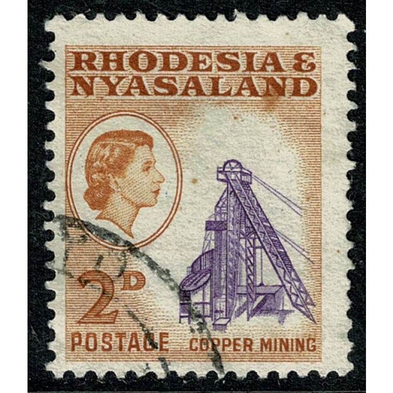 Rhodesia & Nyasaland. 1959 2d violet & yellow-brown. Fine Used. SG 20