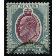 Malta. 1903-04. 2d purple & grey. Fine Used single. SG 40