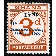 Ghana. 1968-70  Additional Surcharge 2½np on 3p on 3d Postage due. SG D25
