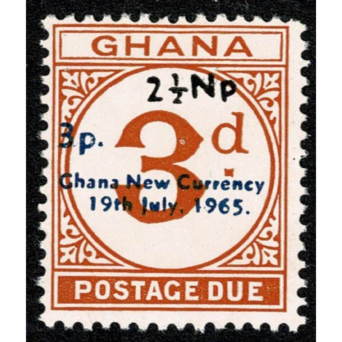 Ghana. 1968-70  Additional Surcharge 2½np on 3p on 3d Postage due. SG D25