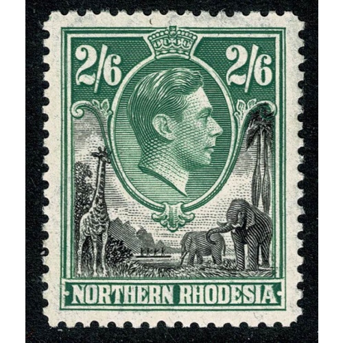 Northern Rhodesia. 1938-52  2/6 black & green. Lightly Mounted Mint. SG 41