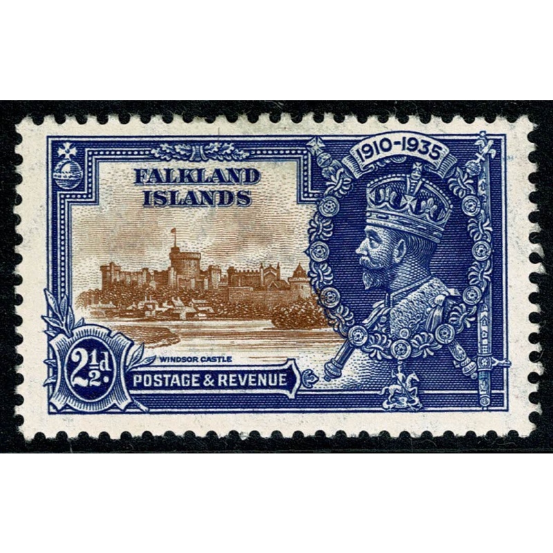 Falkland Islands. 1935 Silver Jubilee 2½d brown and deep blue.  SG 140. Mounted Mint.