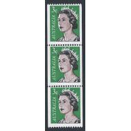 1966 3c coil issue. "retouch top right corner" variety. SG 404 var. UM