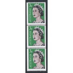 1966 3c coil issue. "retouch top right corner" variety. SG 404 var. UM