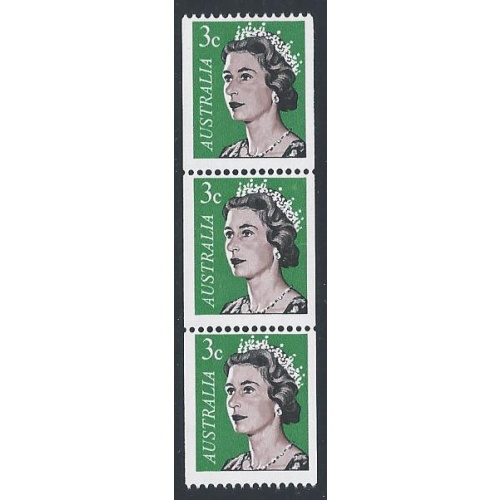 1966 3c coil issue. "retouch top right corner" variety. SG 404 var. UM