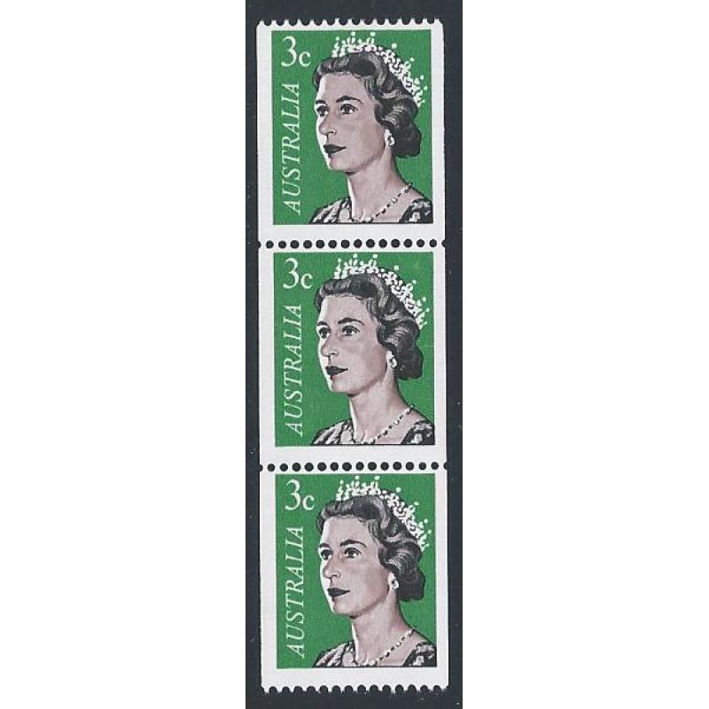 1966 3c coil issue. "retouch top right corner" variety. SG 404 var. UM