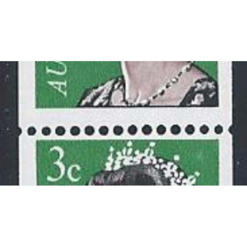 1966 3c coil issue. "retouch top right corner" variety. SG 404 var. UM