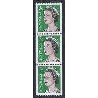 1966 3c coil issue. "retouch between chin and shoulder" variety. SG 404 var. UM