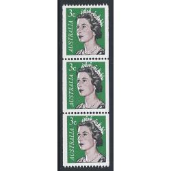1966 3c coil issue. "retouch between chin and shoulder" variety. SG 404 var. UM