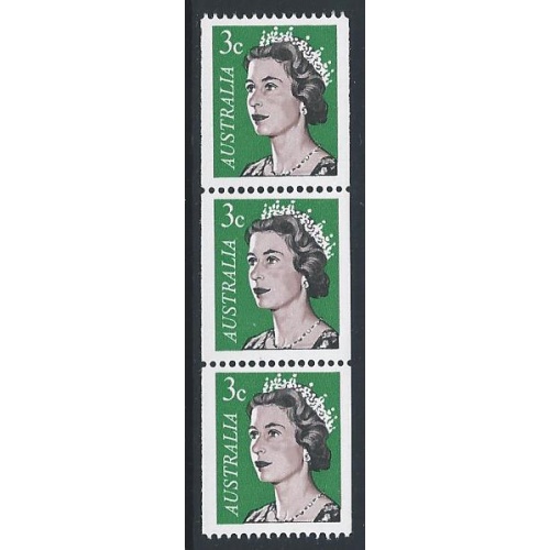 1966 3c coil issue. "retouch between chin and shoulder" variety. SG 404 var. UM