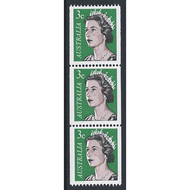 1966 3c coil issue. "retouch between chin and shoulder" variety. SG 404 var. UM