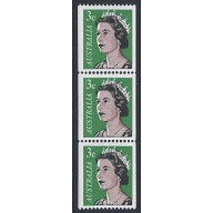 1966 3c coil issue. "white spot to left of 3" variety. SG 404 var. UM