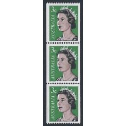 1966 3c coil issue. "white spot to left of 3" variety. SG 404 var. UM